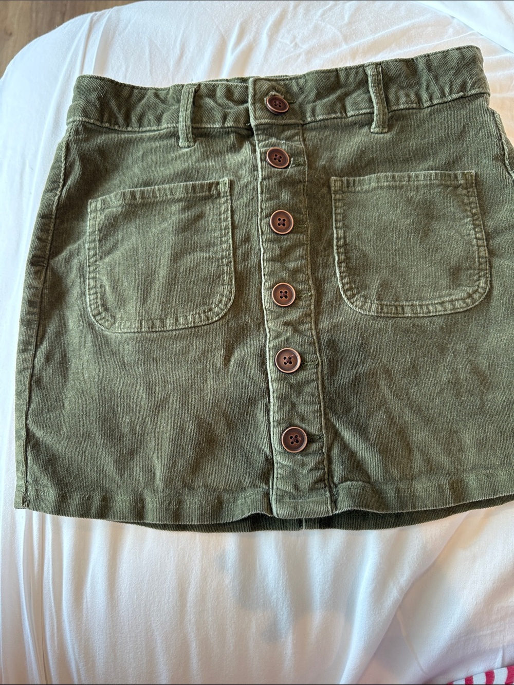 SO Olive Green Button-Front Mini Skirt